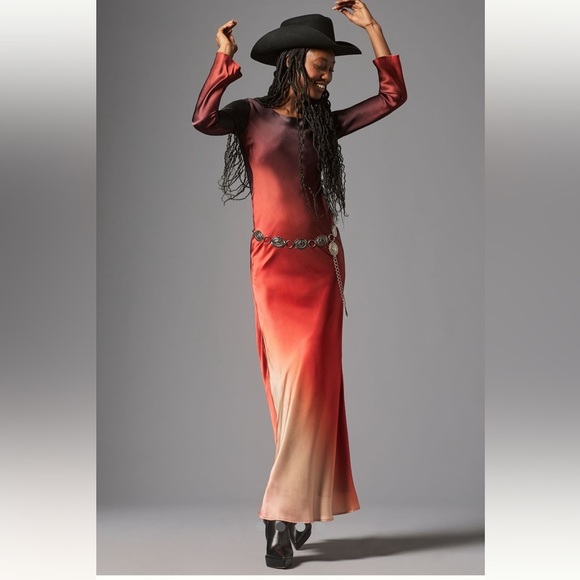 Anthropologie Dresses & Skirts - 100% silk Anthropologie NWT Delfi Collective Long-Sleeve Ombre Slip Dress size S